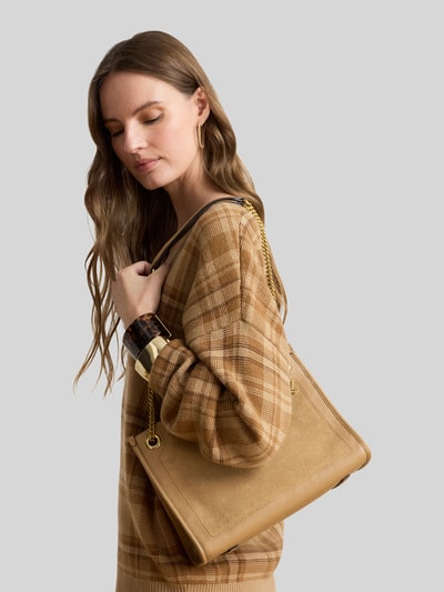 Lauren Ralph Lauren Henkeltasche mit Schulterkette aus Rindsnappa Camel 1
