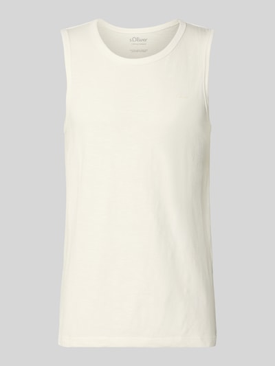 Produktfoto, Regular Fit Tank Top aus reiner Baumwolle von s.Oliver RED LABEL, Optik: Unifarben, Label-Print, Flammgarn-Struktur, U-Ausschnitt, breite Träger
