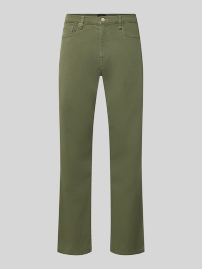 Produktfoto, Straight Fit Jeans aus elastischem Baumwoll-Mix von Paul Smith in Olivgrün, 5-Pocket-Design, strukturierte Baumwolloptik, Herrenjeans