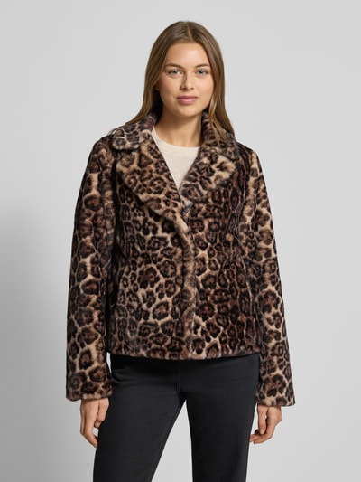 monari Jacke aus Kunstfell in Leo-Optik Dunkelbraun 4