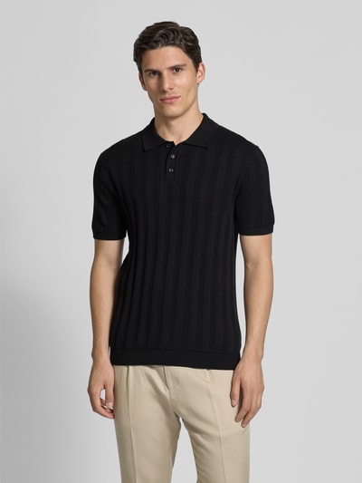 MCNEAL Regular Fit Strickpolo mit Strukturmuster Black 4