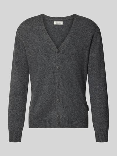 Produktfoto, Cardigan mit V-Ausschnitt Modell 'KARL' von Casual Friday in Dunkelgrau, Knopfleiste, Baumwoll-Mix, Regular Fit, glatte Struktur