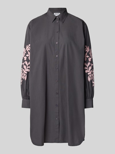 Jake*s Casual Knielanges Hemdblusenkleid mit Stitchings Dunkelgrau 2