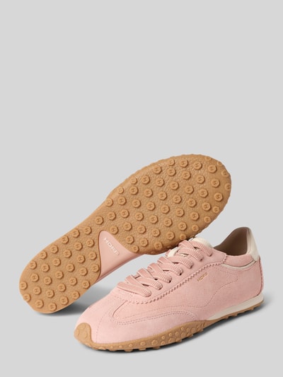 Productfoto, Sneaker uit echt leer met logo-detail model 'Bridge' van HOFF, afgeronde pasvorm, roze kleur, vetersluiting, profielzool, hakhoogte 1 cm, schachthoogte 8 cm, schachtwijdte 9 cm