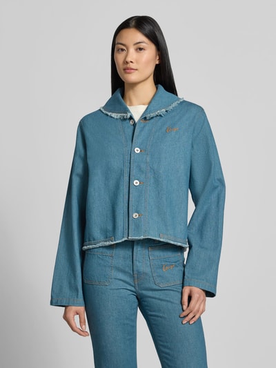 Kenzo Regular Fit Jeansjacke mit Leinen-Anteil Blau 4