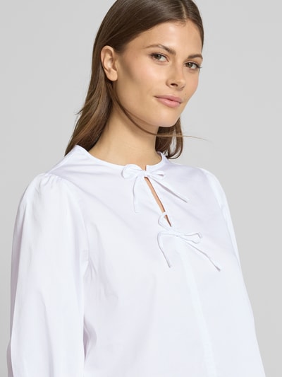 Zero Regular Fit Bluse mit Schlüsselloch-Ausschnitt Weiss 3