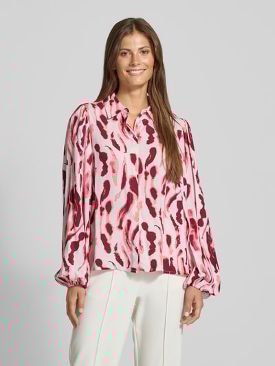 YAS Regular fit overhemdblouse van viscose met blinde knoopsluiting Donkerrood - 4