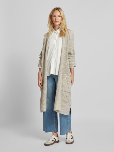 Tom Tailor Loose Fit Cardigan mit recycelter Wolle im Zopfstrickmuster Beige 1