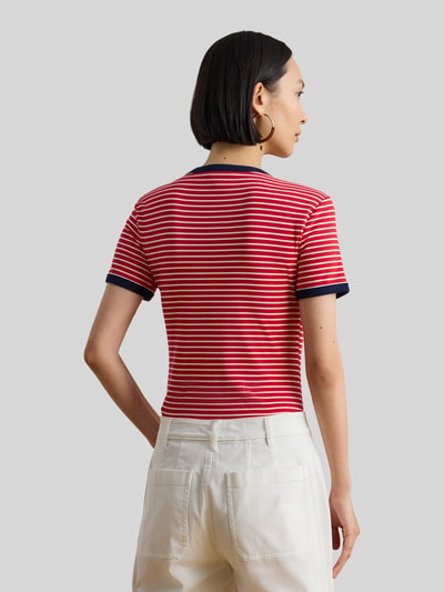 Lauren Ralph Lauren Slim Fit T-Shirt aus Baumwoll-Mix Rot Melange 5