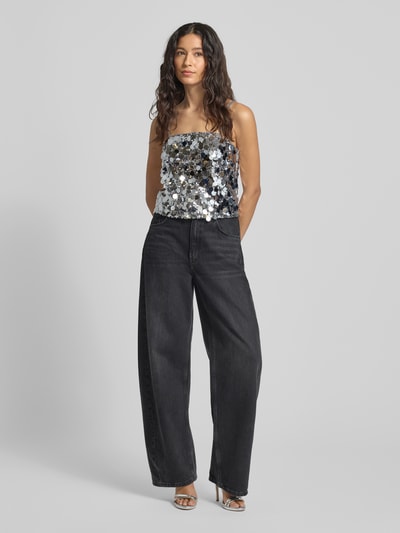 Vila Crop Top mit Pailletten Modell 'CHAYA' Silber 1