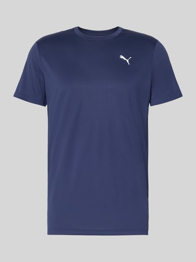 Produktfoto, Regular Fit T-Shirt mit Logo-Print Modell 'Solid' von PUMA PERFORMANCE in Dunkelblau, Herren T-Shirt mit Rundhalsausschnitt, Rückenlänge bei Größe M 70 cm