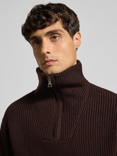 Officine Générale Sweatshirt mit Troyer-Kragen Dunkelbraun 3