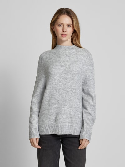 Tom Tailor Denim Comfort Fit Strickpullover mit Sattelschulter-Ärmel und Mock-Neck Mittelgrau Melange 4