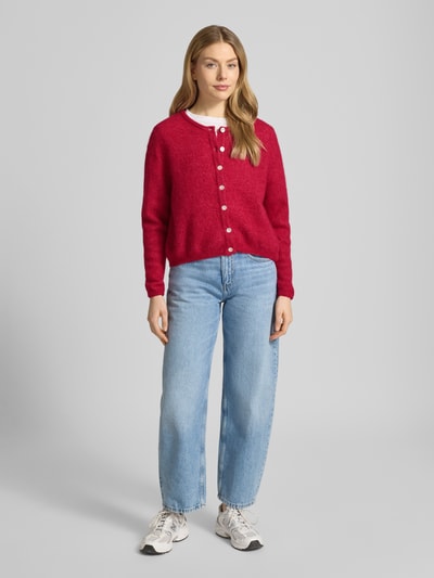 American Vintage Cardigan van wolmix met ronde hals model 'VITOW' Bordeaux gemêleerd - 1