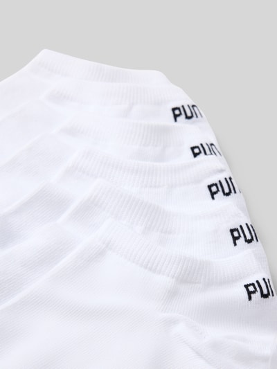Productfoto, Socken aus katoenmix in set van 6 van PUMA, Heren sokken, wit met zwarte logo, textuur van fijn breisel