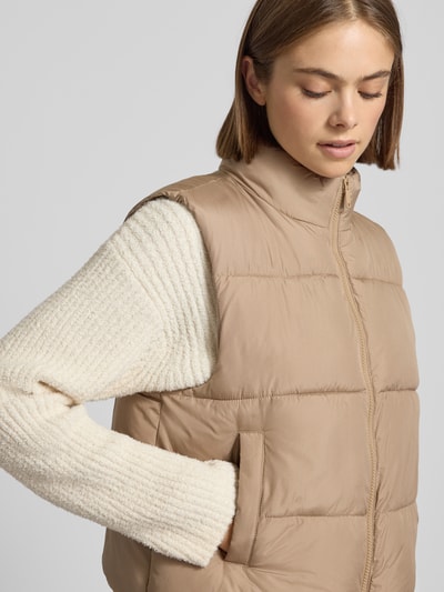 Pieces Regular fit bodywarmer met opstaande kraag, model 'BEE NEW' Beige - 3
