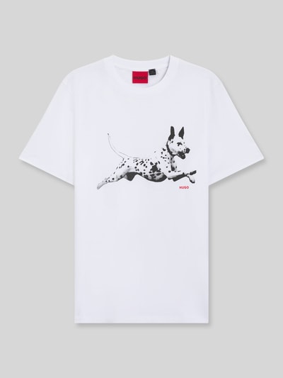 HUGO męski t-shirt o kroju regular fit z czystej bawełny Biały 2