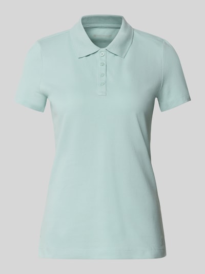 Produktfoto, Regular Fit Poloshirt aus reiner Baumwolle von Tom Tailor, Damen Poloshirt, hellblau, glatte Struktur, kurze Ärmel
