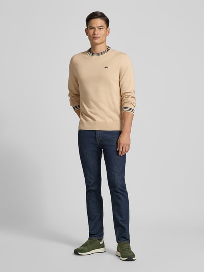 Lacoste Regular fit gebreide pullover van zuiver katoen Beige - 1