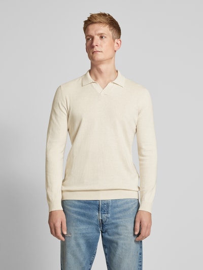 Tom Tailor Pullover aus Baumwoll-Kaschmir-Mix mit Polokragen Offwhite 4