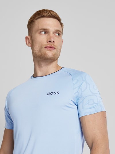 BOSS Green T-Shirt mit Label-Print Hellblau 3