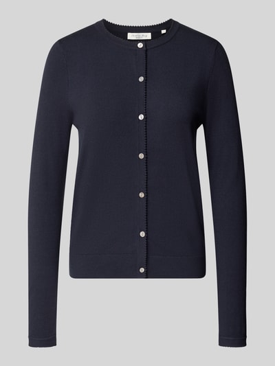 Produktfoto, Regular Fit gebreid jack uit viscosemix met geschulpte zoom, knoopsluiting, Lange mouw, ribboorden, Christian Berg Woman