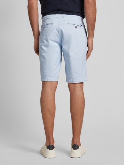 bugatti Regular fit korte chino met ceintuurlussen, model 'Flat' Lichtblauw - 5