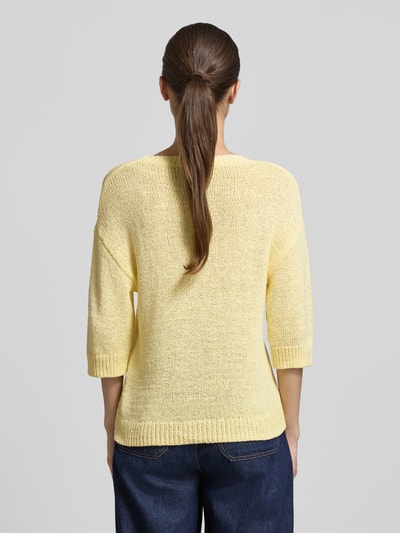 s.Oliver RED LABEL Relaxed Fit Strickpullover aus Baumwoll-Mix Hellgelb 5