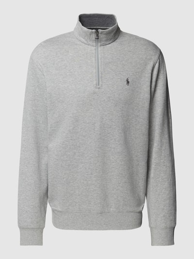 Polo Ralph Lauren Sweatshirt mit Rippenoptik und kurzem Reißverschluss Mittelgrau Melange 2