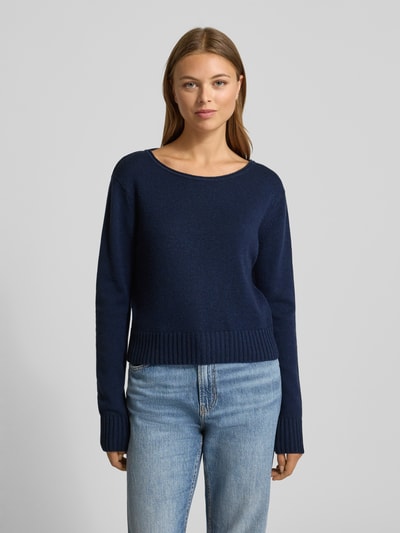 0039 Italy Gebreide pullover van kasjmiermix met ronde hals Donkerblauw - 4