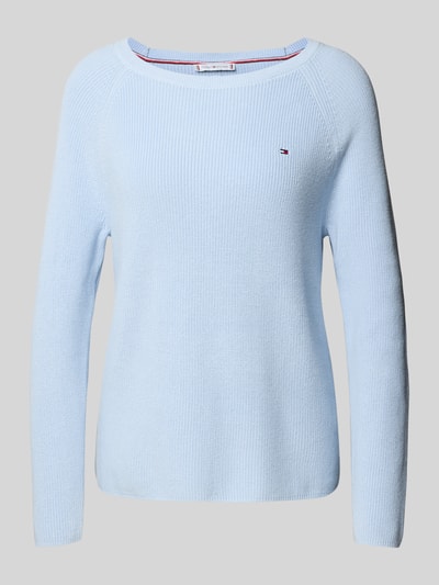 Tommy Hilfiger Regular Fit Strickpullover aus reiner Baumwolle Hellblau 1