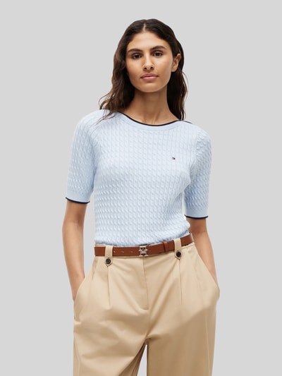 Tommy Hilfiger regular fit pullover van puur katoen met korte mouwen Lichtblauw - 4