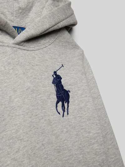 Polo Ralph Lauren Teens Bluza z kapturem i wyhaftowanym logo Średnioszary melanż 2
