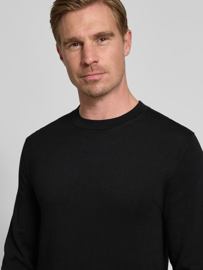 SELECTED HOMME Regular fit gebreide pullover van puur katoen, model 'RAVI' Zwart - 3