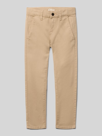 Produktfoto, Slim Fit Chino aus Baumwoll-Mix Modell 'BRAD' von s.Oliver RED LABEL, beżowy kolor, krój slim fit, delikatna struktura tkaniny