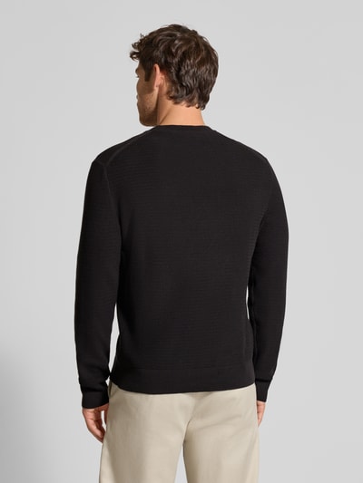 CK Calvin Klein Relaxed fit pullover in gebreide look, model 'Texture' Zwart - 5