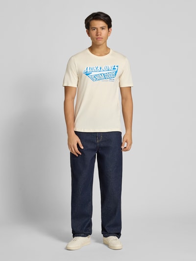 Jack & Jones T-shirt z nadrukiem z logo Złamany biały 1
