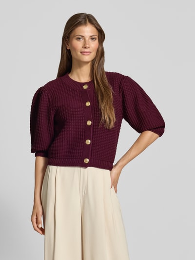 Bash Strickjacke mit durchgängiger Knopfleiste Modell 'Garance' Bordeaux 4
