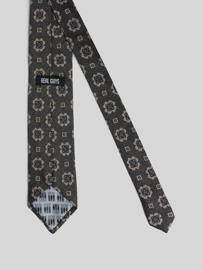 REAL GUYS Stropdas van wolmix met logopatch (8,5 cm) Antraciet - 2