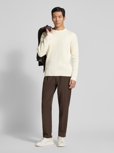 Lindbergh Relaxed Fit Strickpullover mit Rundhalsausschnitt Weiss 1