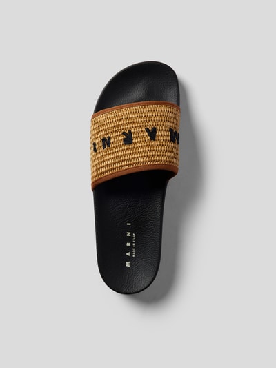 Marni Slides mit Label-Stitching Camel 5