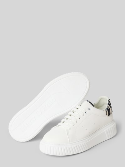 Produktfoto, Low Top Sneaker aus Leder-Mix Modell 'Svea 9AF1' von Marc O'Polo, Optik: unifarben, Lederoptik, Schuhspitze: rund, Absatzform: flach, Muster: Zebra-Print, Applikation: Label-Prägung, Verschluss: Schnürung, Sohle: strukturiert, Materialverarbeitung: Glattleder, Material: Leder-Mix
