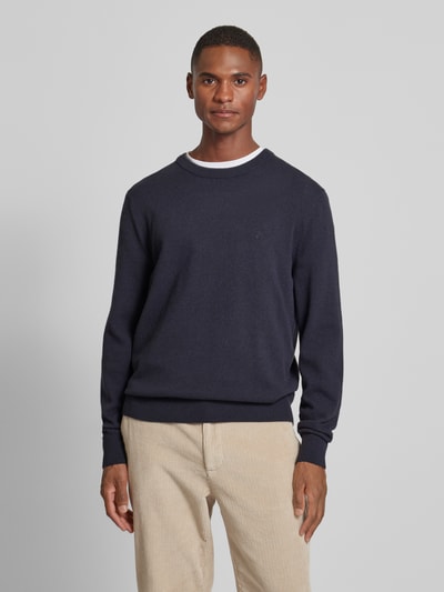 Marc O'Polo Regular fit gebreide pullover van een zachte mix van katoen en scheerwol Marineblauw - 4