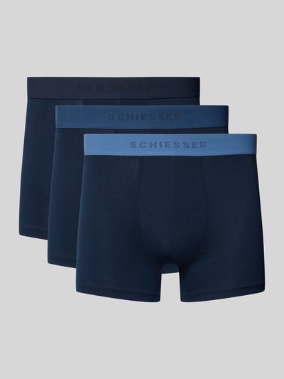 Schiesser Boxershorts mit elastischem Logo-Bund im 3er-Pack Marine 1