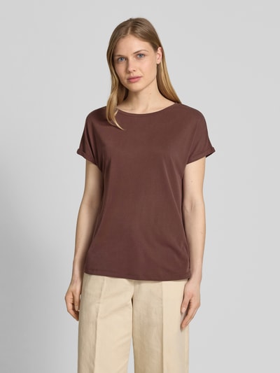 Christian Berg Woman T-shirt met geribde ronde hals Chocoladebruin - 4