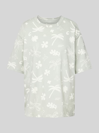 Jake*s Casual T-shirt met all-over motief Mintgroen - 2