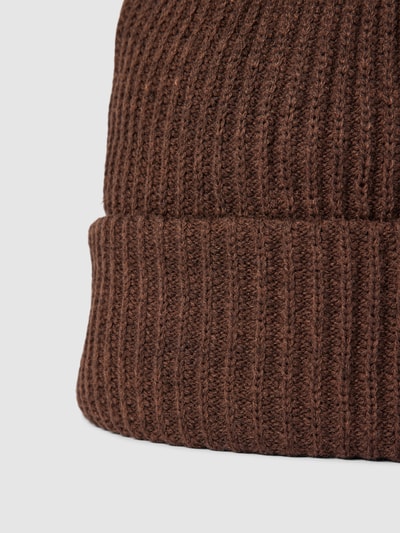 PIECES Strickmütze mit breitem Umschlag Modell 'HEXO' Schoko 2