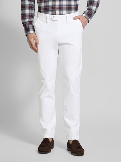 Christian Berg Men Regular Fit Chino mit Gürtelschlaufen Weiss 4