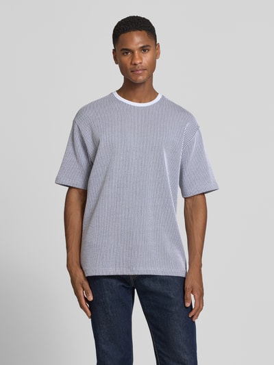 MCNEAL T-Shirt mit Strukturmuster und Rundhalsausschnitt Dunkelblau 4