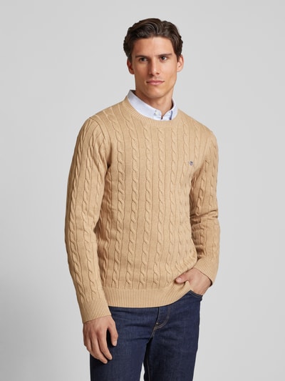 Gant Gebreide pullover met ronde hals Beige gemêleerd - 4